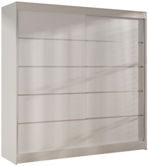 Sofnet Kleiderschrank Basti IV (mit Schiebetüren und Kleiderstange) Schwebetürenschrank mit 2 Türen, Schiebetürenschrank - 200 x 215 x 58 cm