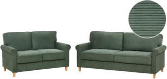 Sofa Set Cord dunkelgrün 5-Sitzer RONNEBY