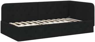vidaXL Eckbettgestell mit Kopfteil Schwarz 90 x 190 cm Stoff 42016489