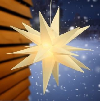 Spetebo LED Stern Deko Leuchte Outdoor - Stern aus Kunststoff - 60cm, An / Aus / Timer, LED, warmweiss, Batterie betriebener LED Weihnachtsstern