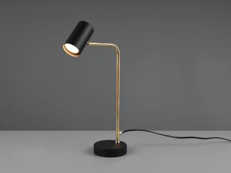 TRIO Leuchten LED Schreibtischlampe, Dimmfunktion, LED wechselbar, Warmweiß, Groß-e Arbeitsplatzleuchte Nachttisch-lampe Schwarz Gold, Höhe 45cm