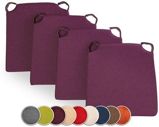 sunnypillow Stuhlkissen 4er Set Kissen Maße: 42 (vorne), 35 (hinten) x 40 x 5 cm
