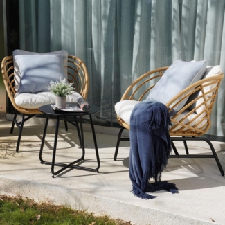 3-teiliges Grand Patio Rattan Gartenmöbel Set mit SDP Stoffkissen