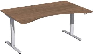 Elektro-Hubtisch 'Smart', höhenverstellbar, 160 x 100 x 70-120cm, Nussbaum / Silber