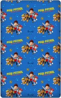 PAW PATROL Spannbettlaken, Baumwolle, Gummizug: rundum, Kinder Bettlaken aus 100% Baumwolle 90 x 200 x 25 cm