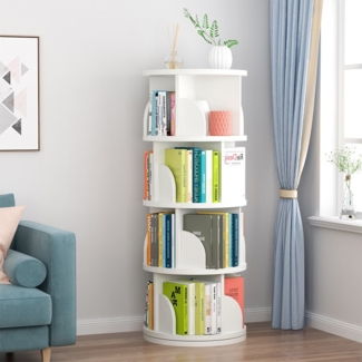 NUODWELL Bücherregal Drehbare Bücherregal, 2/3/4/5 Etagen Stehregale Lagerregal mit Fächern