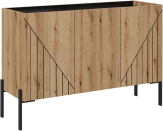 INOSIGN Sideboard SNETT, Breite: 122cm, mit Metall-Stabfüßen, 3 Türen, 3 Einlegeböden, Anrichte, Kommode, Schrank, Board, Higboard
