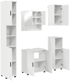 vidaXL Badezimmermöbel-Set 5 pcs Hochglanz Weiß Holzwerkstoff & Metall 3392987