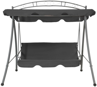 Hollywoodschaukel mit Dach Schwarz 198×120×205 cm Stahl