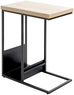 Beistelltisch >54459< in eiche, schwarz, MDF, Metall - 30x60x50cm (BxHxT)