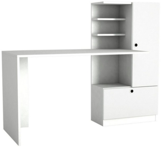 'Merinos' Schreibtisch mit Regal, Weiß, 150 x 120 x 60 cm