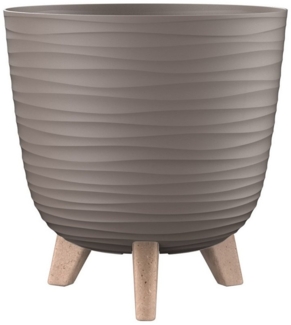 Engelland Blumentopf Pflanztopf mit Füßen (Vorteils-Set, 1 St, robuster PP-Kunststoff), Wellenoptik, rund, UV-resistent, Drainagesystem, direkte Bepflanzung