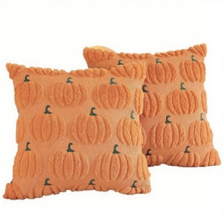 CLTYQ Kissenbezug Herbst Kürbis Kissenbezüge 45x 45 cm, (2 Stück), bestickte dekorative quadratische Kissenbezüge, Kunstfell Kissenbezüge