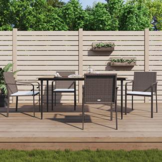 vidaXL Gartenstühle mit Kissen 4 Stk. Braun 56x59x84 cm Poly Rattan 3187073