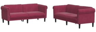 vidaXL 2-tlg. Sofagarnitur Weinrot Samt 3209223