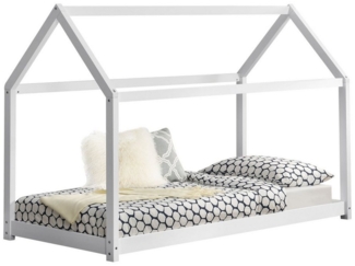en. casa Kinderbett, »Netstal« Hausbett Bettenhaus 90x200cm aus Kiefernholz weiß