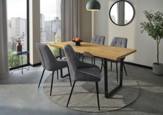 Jockenhöfer Gruppe Essgruppe ROGER, Sitzgruppe, Tisch, 4 Stühle, (Set, 5-tlg), Tischplatte Wildeiche, U-Gestell, Stühle mit Webstoff