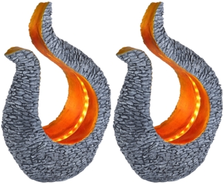 2er Set LED Solarleuchte, Skulptur, grau, gold, H 34,5 cm