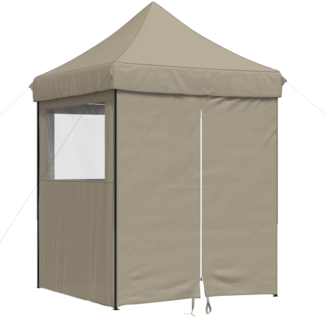 vidaXL Pop-Up Partyzelt, faltbar, Stahl / PE, Taupe, mit 4 Seitenteilen, 306 x 200 x 200 cm
