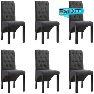 Esszimmerstühle VEDA 6er Set Dunkelgrau Stoff | Polsterstühle Küchenstuhl Wohnzimmerstühle Essstühle bequem