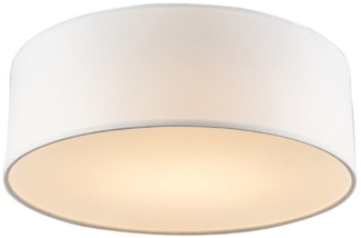 Qazqa Deckenleuchte Drum led, LED fest integriert, (nicht austauschbare) LED, Weiß, Modern, Textil, 1-flammig