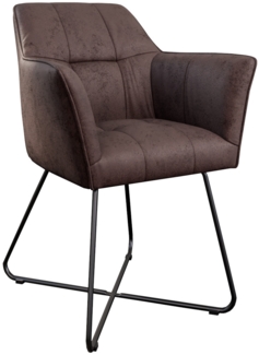 Esszimmer Armlehnstuhl Wildleder-Optik Metallbeine schwarz KIRIN 526528