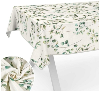 ANRO Tischdecke aus Stoff mit Blumen Pflanzen wasserabweisend Tischtuch Tischwäsche (Einzelstück 1-tlg), mit Acryl Beschichtung