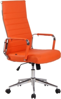 TPFLiving Bürostuhl Koro mit bequemer Rückenlehne - höhenverstellbar und 360° drehbar (Schreibtischstuhl, Drehstuhl, Chefsessel, Bürostuhl XXL), Gestell: Metall chrom - Sitz: Kunstleder orange