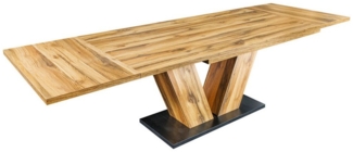 riess-ambiente Esstisch MONTREAL 180-230-280cm natur / schwarz · Konferenztisch in Holz-Design (Einzelartikel, 1-St), ausziehbar · V-Gestell · bis 12 Personen · Industrial Design