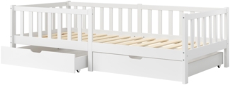 Bellabino 'Vere' Kinderbett hoch, weiß, 90x200 cm mit Schubladen