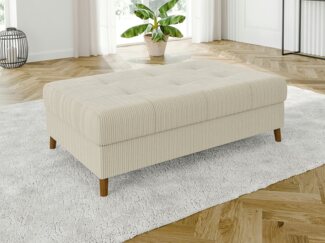 S-Style Möbel Polsterhocker Zara mit Braun Holzfüßen im skandinavischen Stil aus Cord-Stoff, mit Wellenfederung