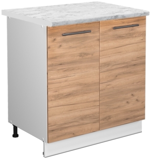 Spülenunterschrank Fame-Line Goldkraft Eiche 80 cm mit Regal, AP Marmor Vicco