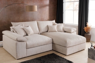 riess-ambiente Ecksofa ATMOSPHERE XL 245cm beige Cord - 3-Sitzer mit Federkern & Kissen, Einzelartikel 1 Teile, Ottomane wählbar (rechts/links) · Rücken echt bezogen · modern