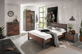 Schlafzimmer-Set Brooklyn Loft-Set 4-teilig 140x200 cm matera old mix dekor Rahmenoptik, 140x200