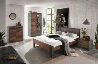 Schlafzimmer-Set Brooklyn Loft-Set 4-teilig 140x200 cm matera old mix dekor Rahmenoptik, 140x200