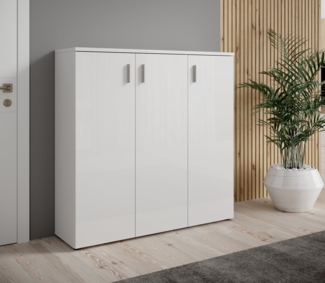 Schuhschrank Lari / Lincoln 2, Holzwerkstoff, Weiß, 120 x 120 x 35 cm