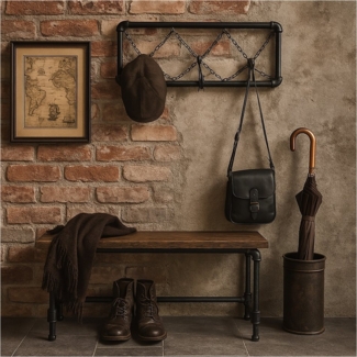 HTI-Line Garderobenleiste Garderobenleiste Steampunk 3 (Stück, 1 St, 1x Garderobenleiste Steampunk ohne Montagematerial und Dekoration), Pflegeleichte Oberflächen