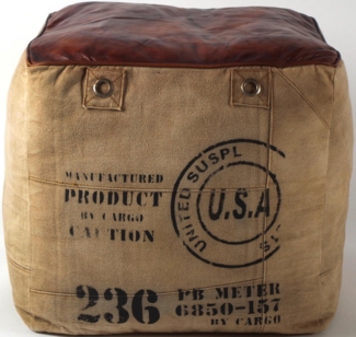 Kobolo Sitzwürfel Sitzpouf CANVAS quadratisch mit Aufdruck (1 Stück, Kunstlederapplikationen)