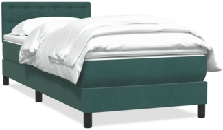vidaXL Boxspringbett mit Matratze Dunkelgrün 80x210 cm Samt 3316572