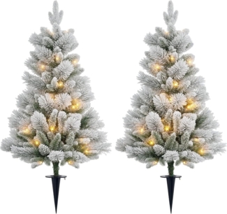 BlingBin Künstlicher Weihnachtsbaum 107 cm 2er-Set Weihnachtsbaum Christbaum mit 100 LED-Lichten, Tanne, 151 Astspitzen flammhemmend, für Weihnachtsfest, Outdoor