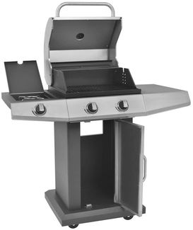 vidaXL Gasgrill mit Brenner Mit Rad Silber Stahl mit Metallschlauch 43045