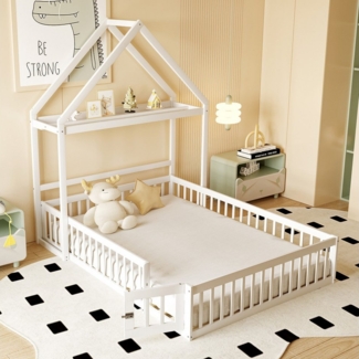 STILVORA Kinderbett 140x200 Babybett mit Stauraum & Lattenrost, Bettgestell ohne Matratze (mit Stauraum und Kiefernholzrahmen, Ideal für Spielplatz und Schlafbereich – Inklusive Lattenrost und Sicherheitstür, 140 x 200 cm), ohne Matratze