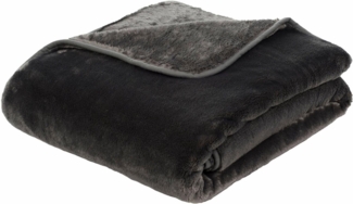 Premium Cashmere Kuscheldecke Tagesdecke Wohndecke 220x240 cm - Anthrazit