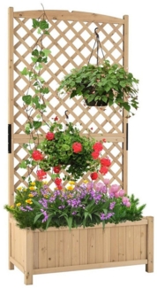 KOMFOTTEU Blumenkasten Hochbeet, mit Rankgitter, 90x44,5x180,5 cm