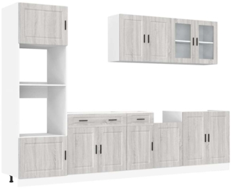 vidaXL 7-tlg. Küchenschrank-Set Kalmar Grau Sonoma Holzwerkstoff 3314757