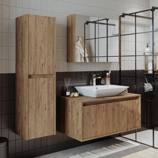 Roomart Badmöbel-Set ATL4TLG-100, (Badmöbel Set Unterschrank mit Waschbecken Spiegelscrank)