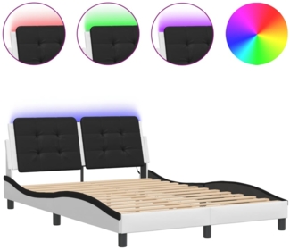 vidaXL Bettgestell mit LED ohne Matratze "Zadar" Weiß und Schwarz 120x200 cm Kunstleder 3214102