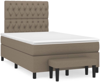 vidaXL Boxspringbett mit Matratze Taupe 120x200 cm Stoff 3136825