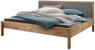 Bett Aalbe 160x200 Eiche Massiv Filz-Kopfteil Doppelbett