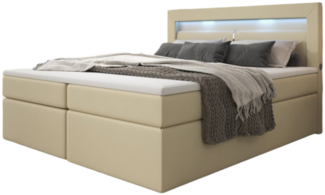 Boxspringbett Repos mit LED und USB 160x200 Beige H3 (70-100kg)